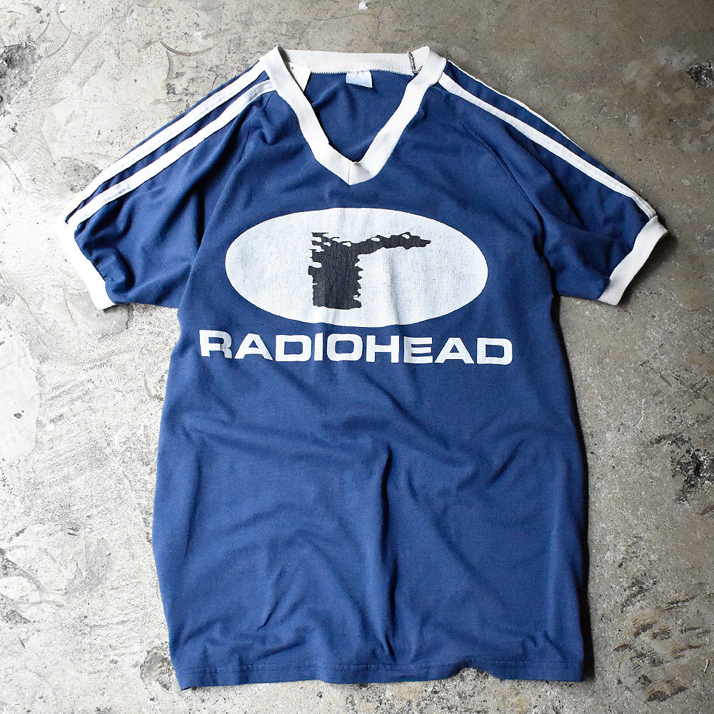 レディオヘッド r ロゴ Vネック リンガーTシャツ 90年代 ネイビー USA製 ヴィンテージ