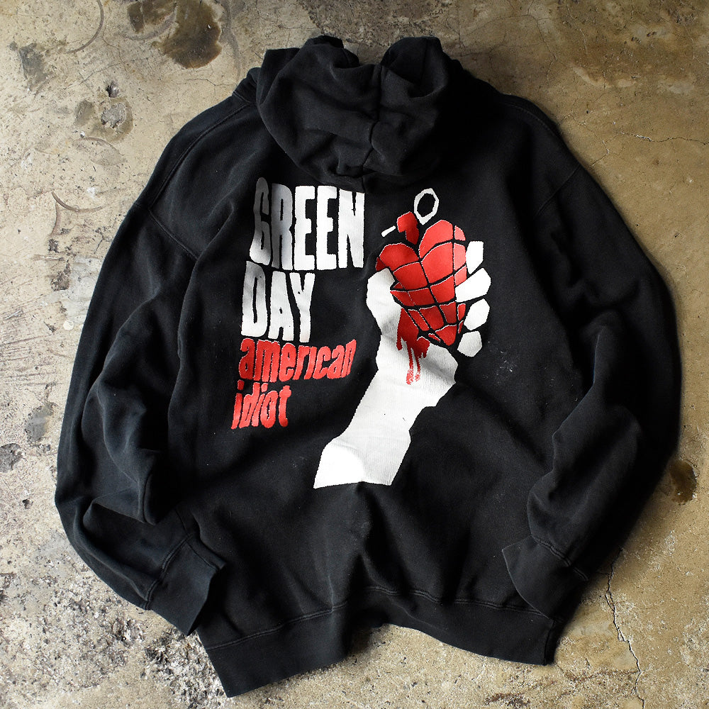 グリーン・デイ American Idiot ジャケットデザイン パーカー 2000年代初頭 ブラック 古着
