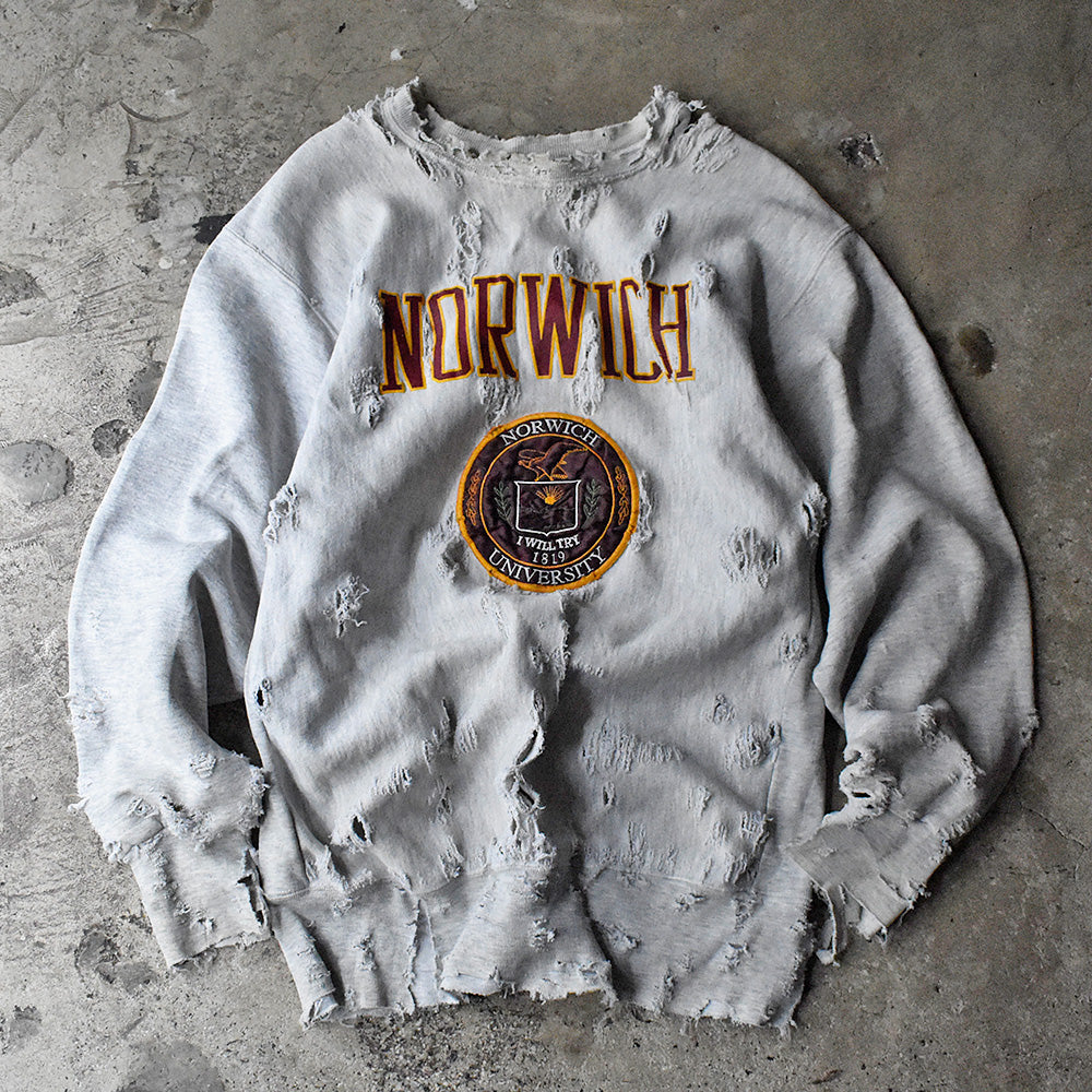 90's ボロ！CRABLE SPORTSWEAR “NORWICH” リバースタイプ スウェット USA製 231118H