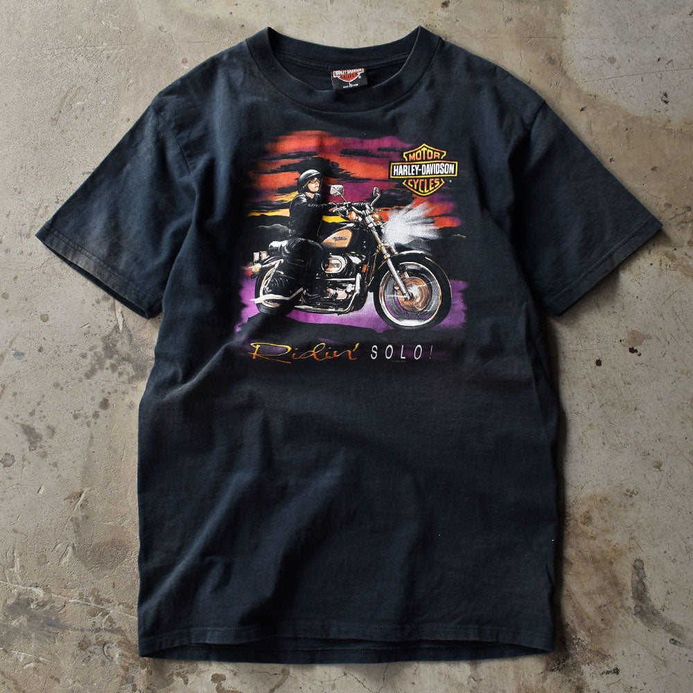 90's　Harley-Davidson/ハーレー・ダビッドソン "Ridin' SOLO！" Tシャツ　USA製　230611