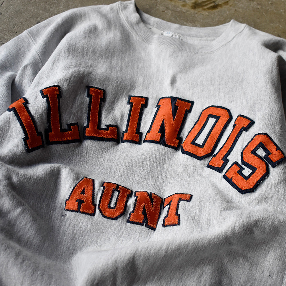 90's Champion “ILLINOIS AUNT” ワッペン RWスウェット USA製 250212H
