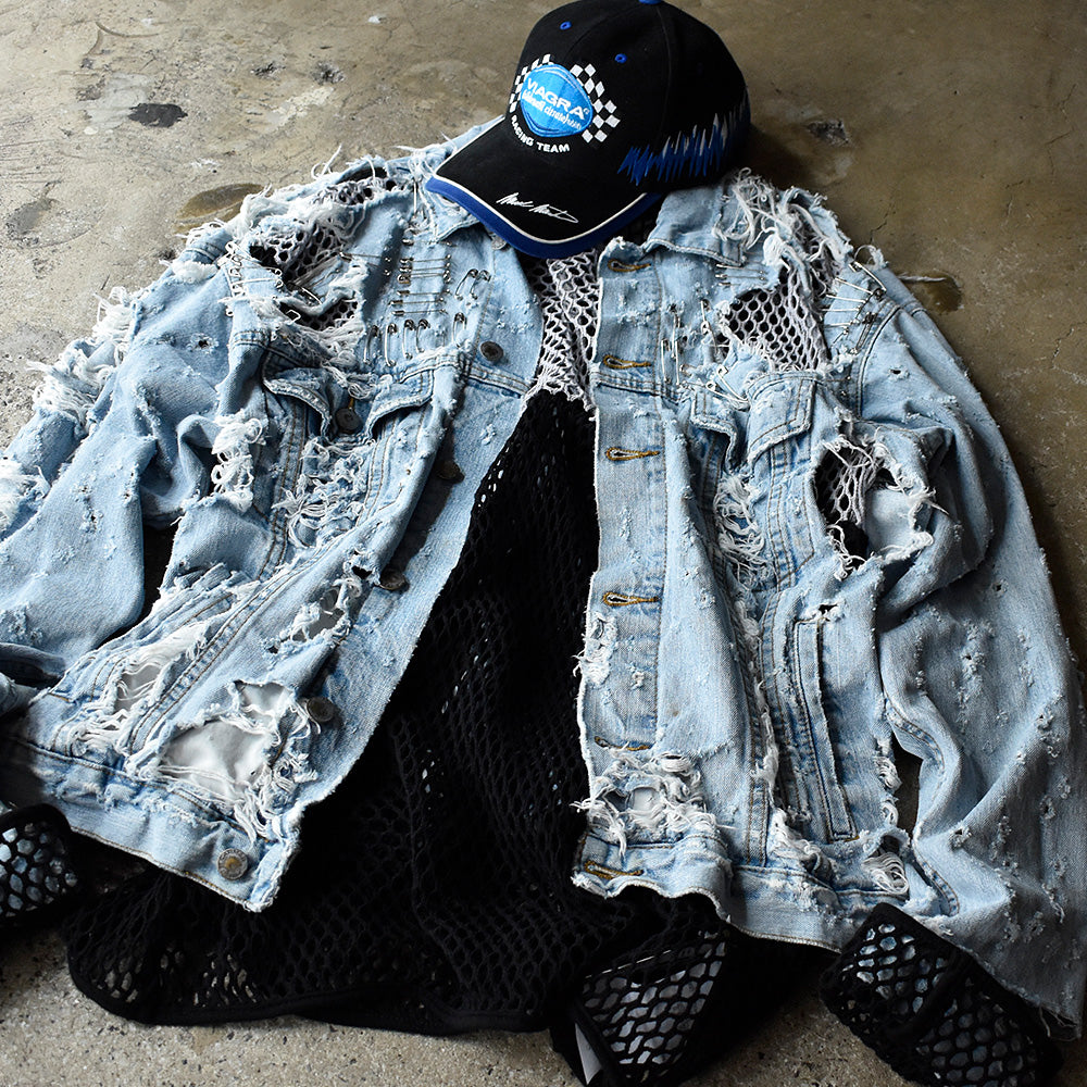 CARMAR Denim ボロ デニムジャケット 2000年代初頭 アイスブルー 古着
