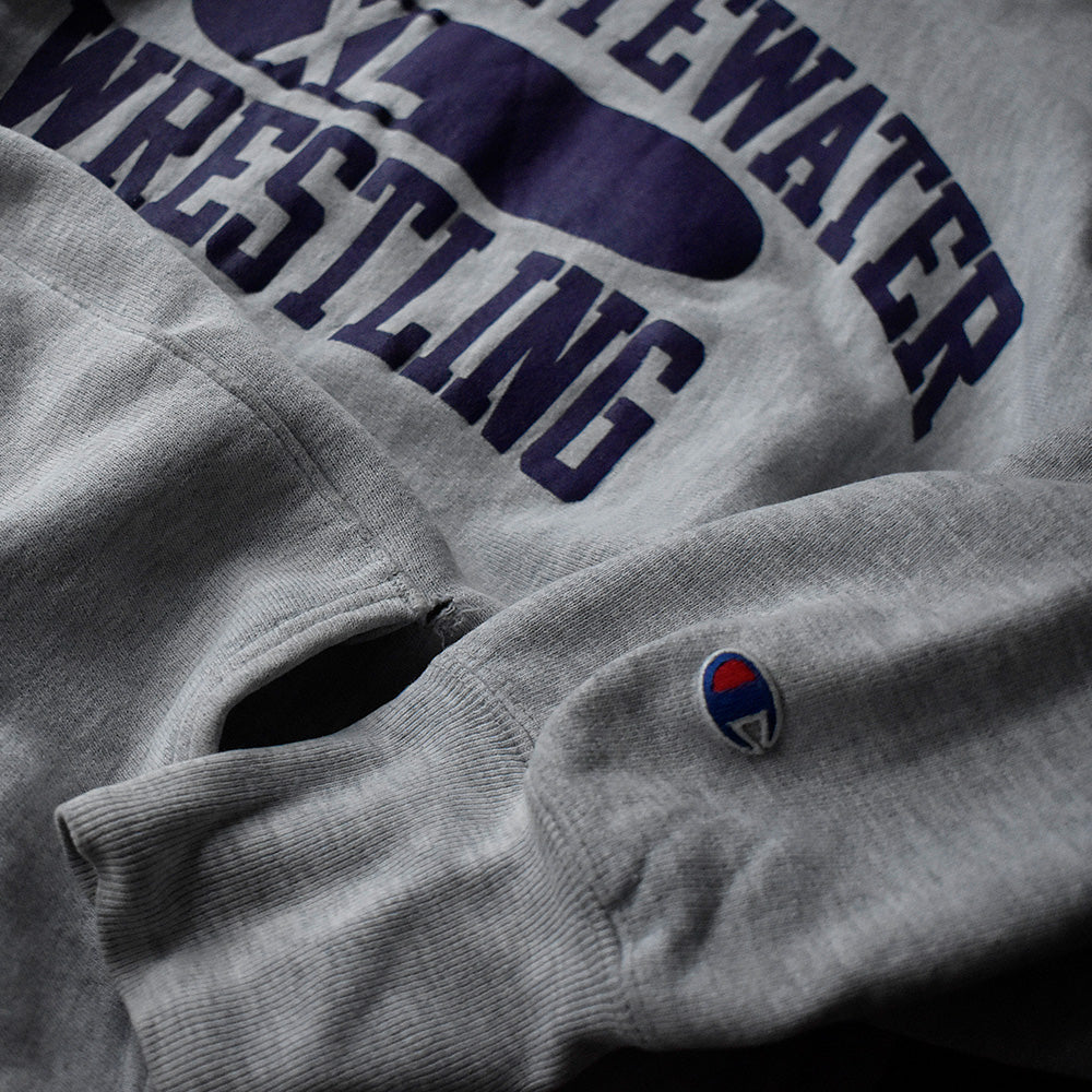 90's　Champion/チャンピオン "U.W.Whitewater Wrestling" 3段プリント RWパーカー　USA製　230823H