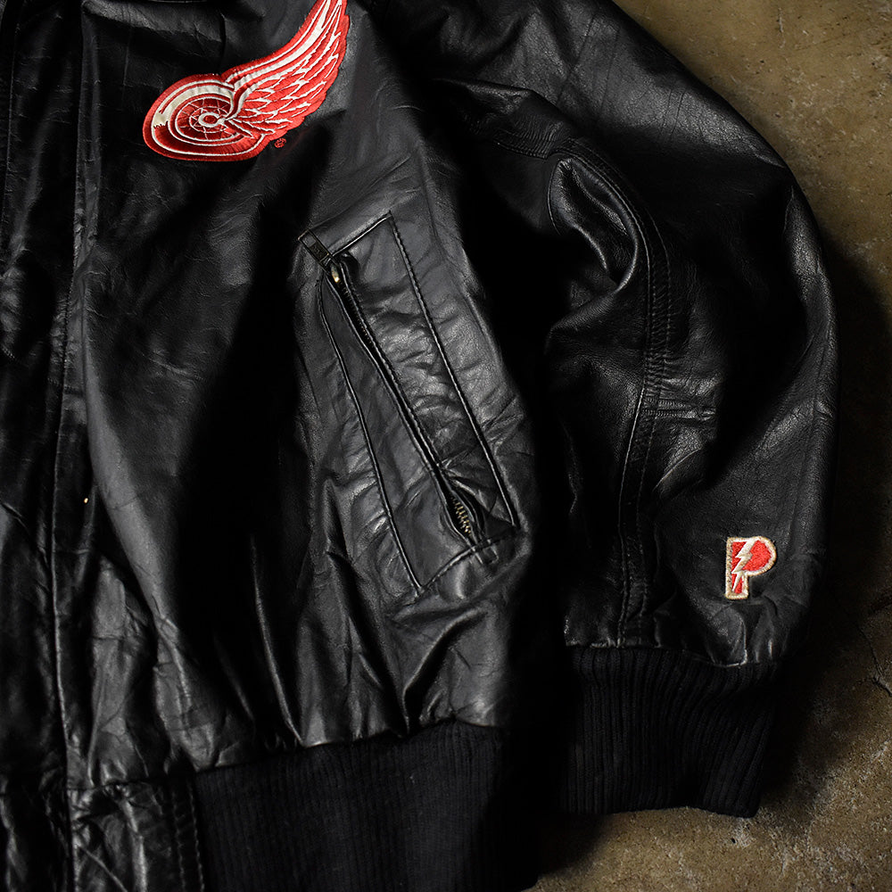 80's PROPLAYER NHL “DETROIT RED WINGS” レザージャケット 231109H