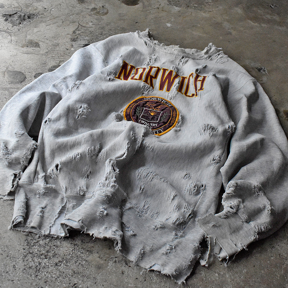 90's ボロ！CRABLE SPORTSWEAR “NORWICH” リバースタイプ スウェット USA製 231118H