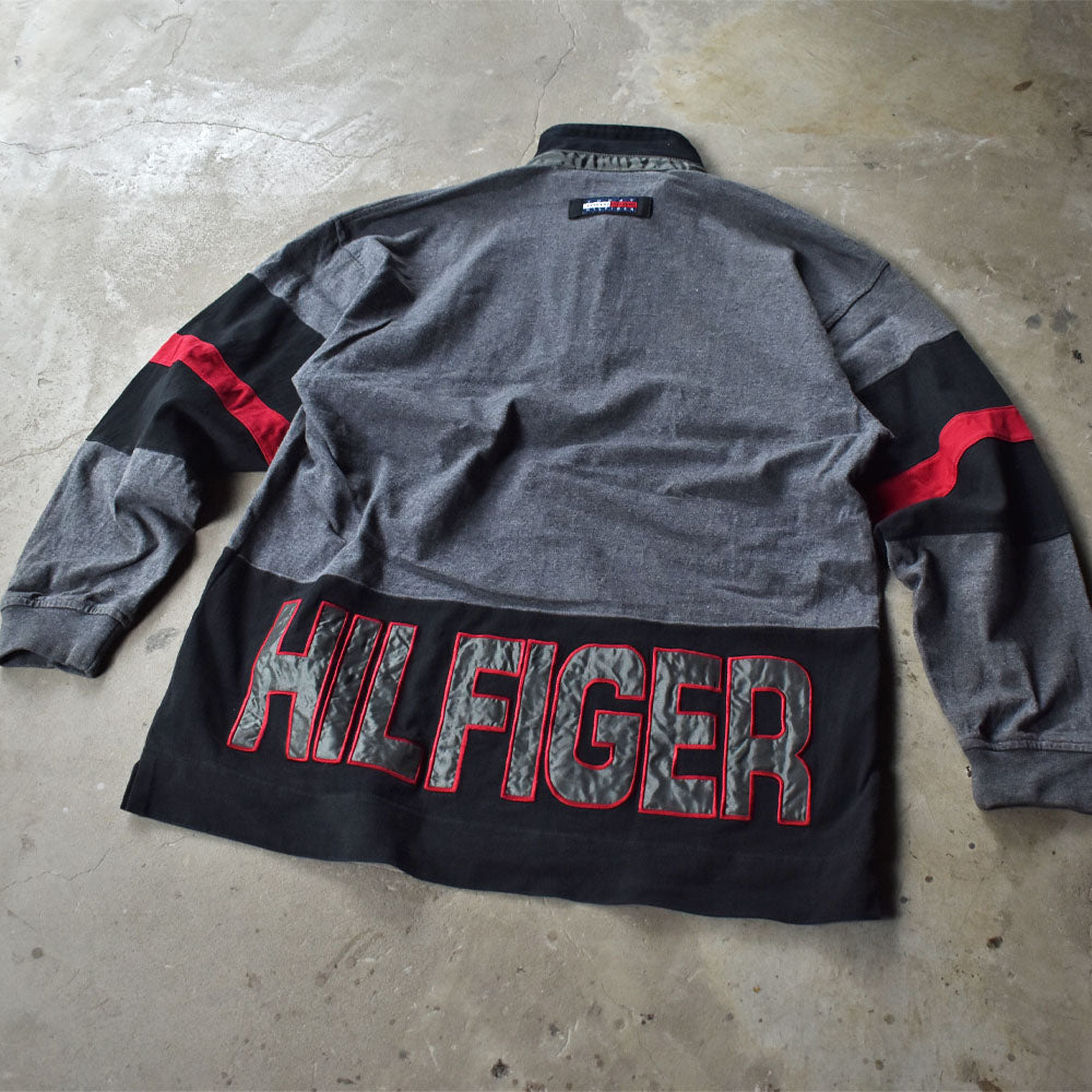 90’s TOMMY HILFIGER “OUTDOORS” 衿付き ハーフジップ スウェット 231005