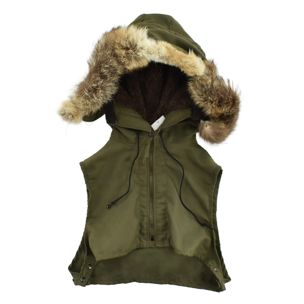 70’s U.S.NAVY アメリカ海軍 ALPHA INDUSTRIES アルファインダストリーズ MIL-H-18374 実物 リアルファー フードベスト オリーブ