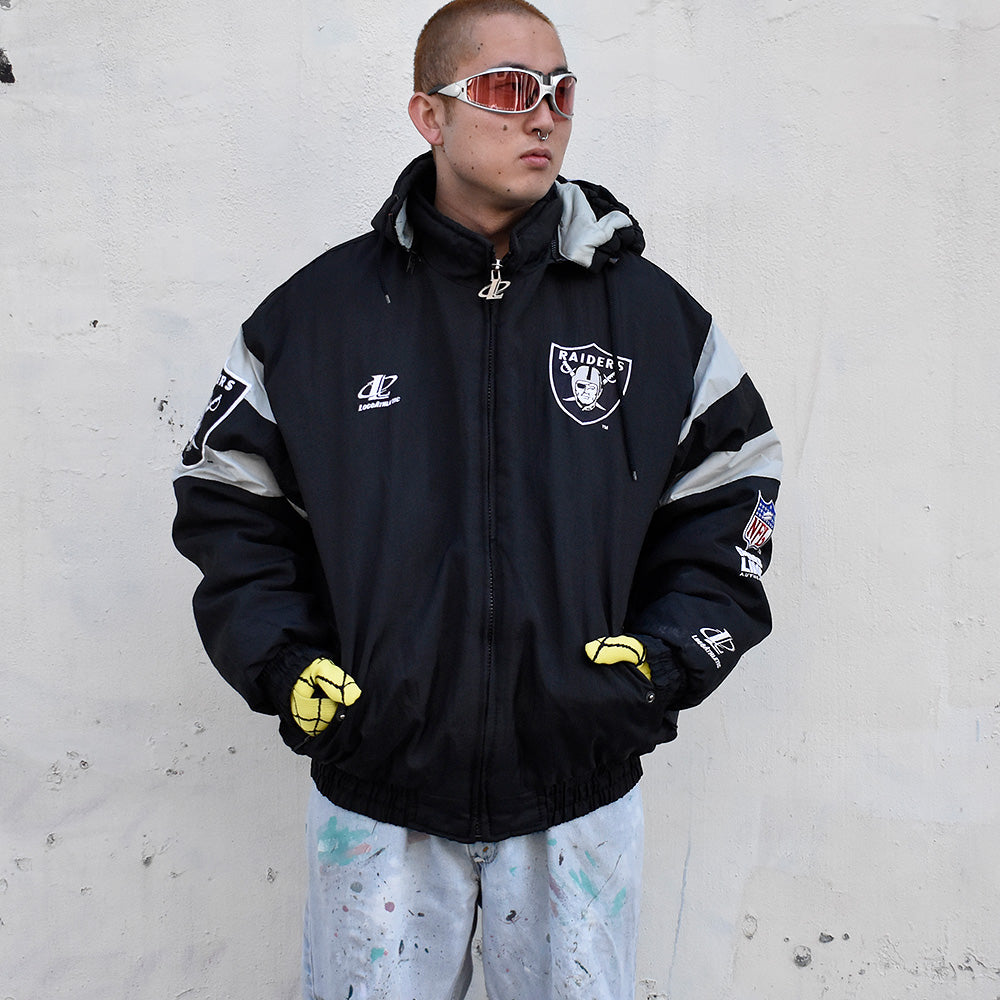 90's PRO LINE “Oakland Raiders” 中綿入り ナイロンジャケット 241226H