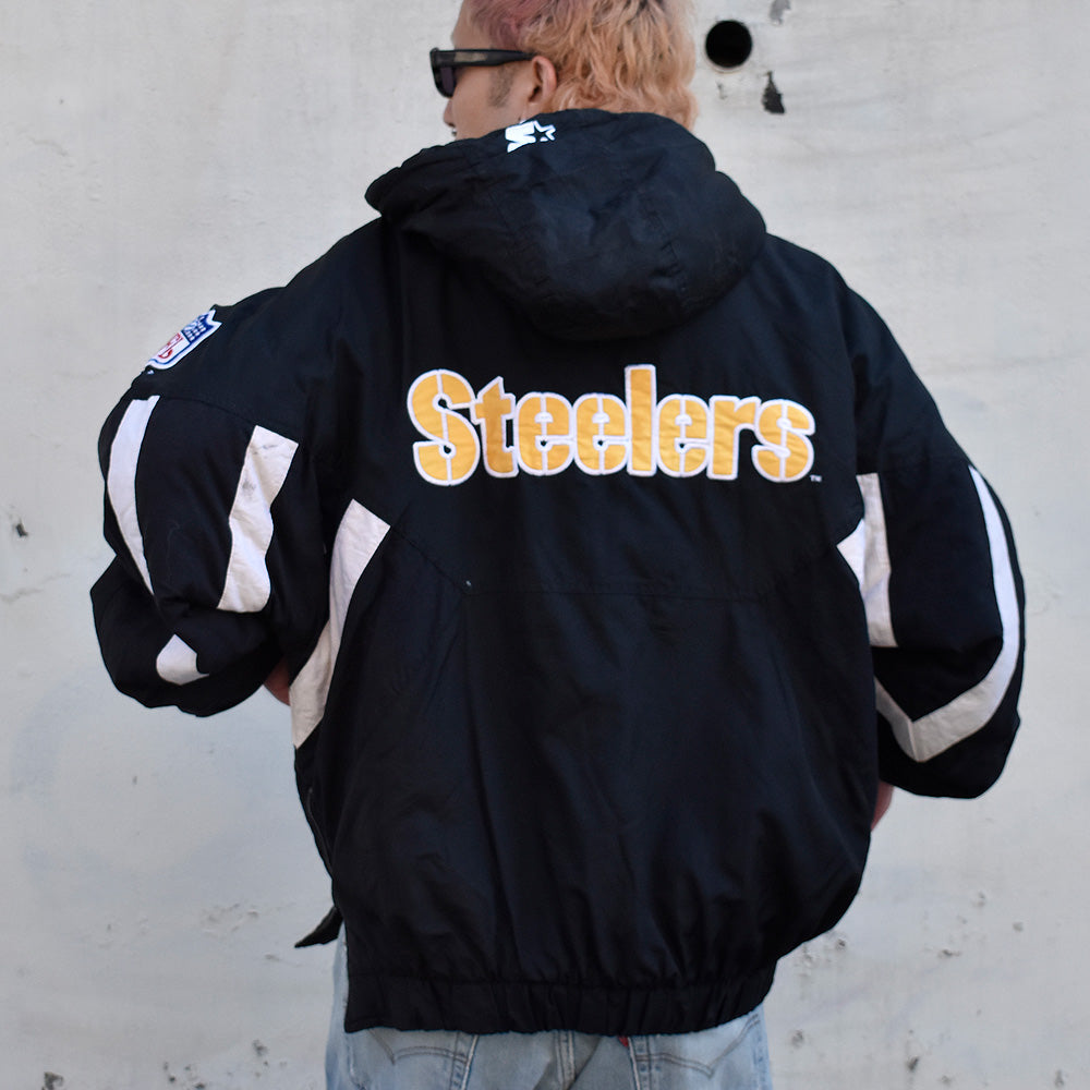 90's STARTER NFL “Pittsburgh Steelers” ナイロン アノラックパーカー 240109