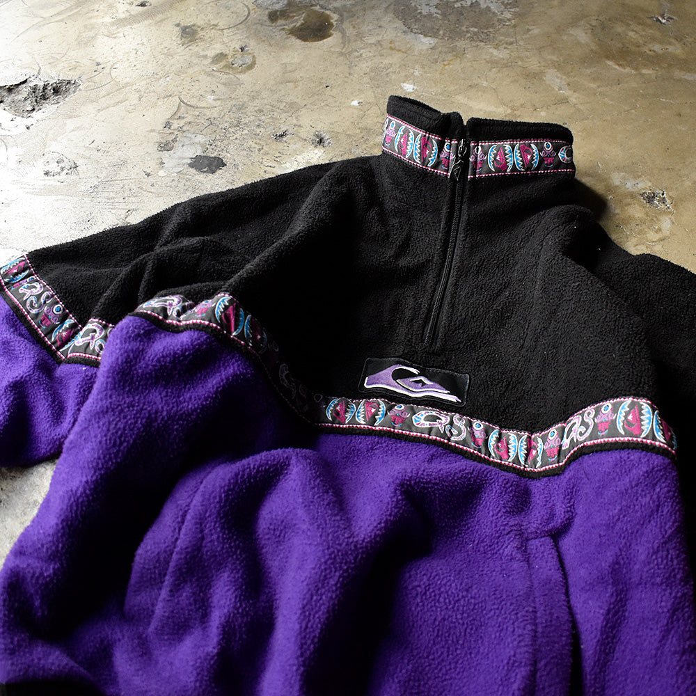90's Quiksilver テープロゴ！ ハーフジップ フリースジャケット 240129H