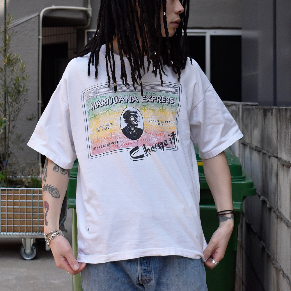 90's～ “Marijuana Express” American ExpressパロディTシャツ 240403H