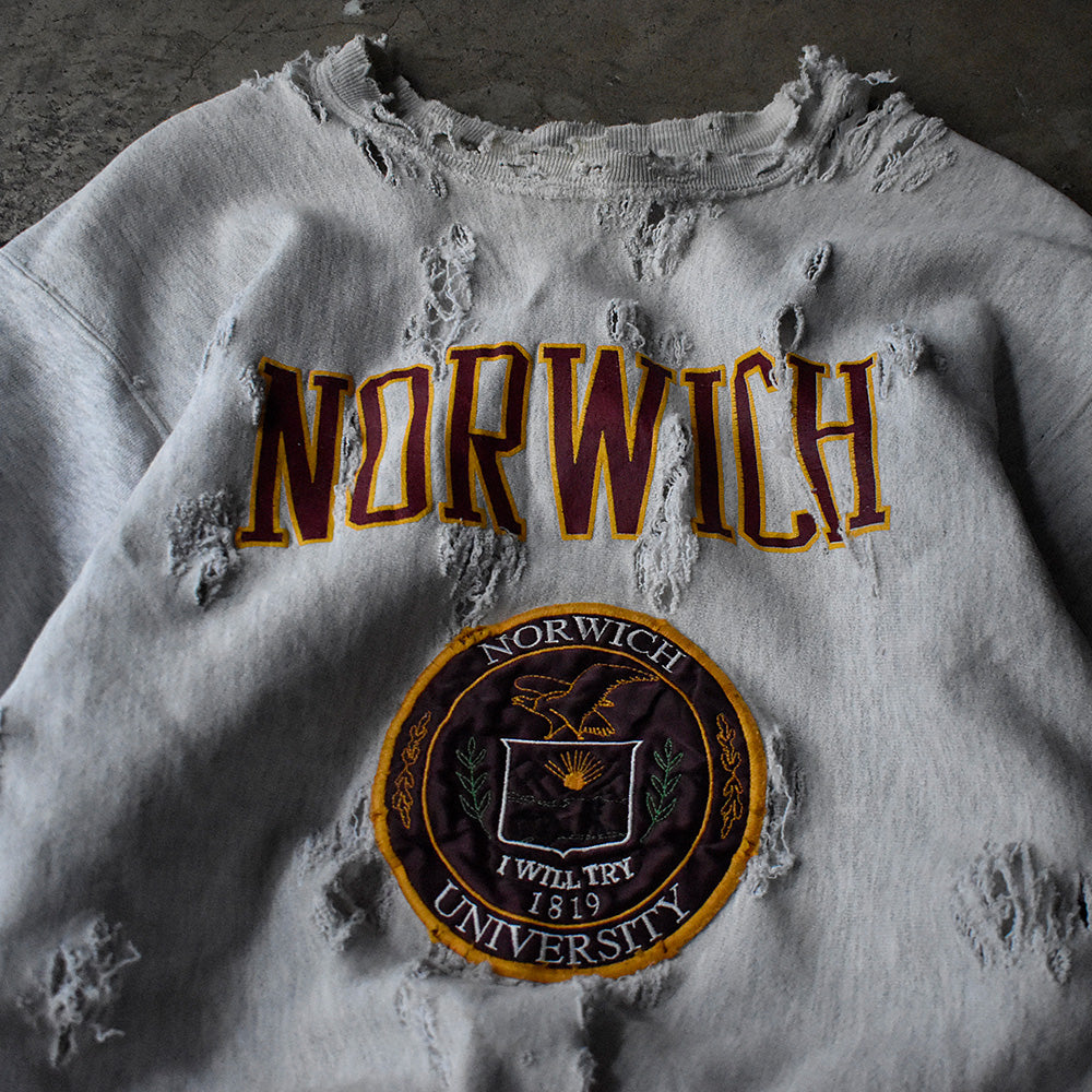 90's ボロ！CRABLE SPORTSWEAR “NORWICH” リバースタイプ スウェット USA製 231118H