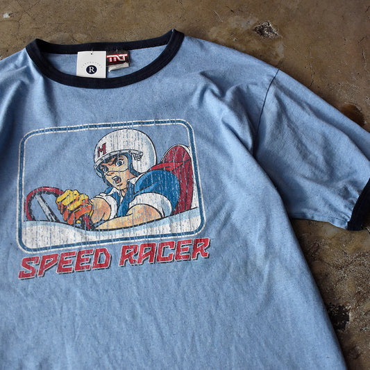 90’s~ Speed Racer “マッハGoGoGo” アニメ リンガーTシャツ! 霜降りブルー 250821H