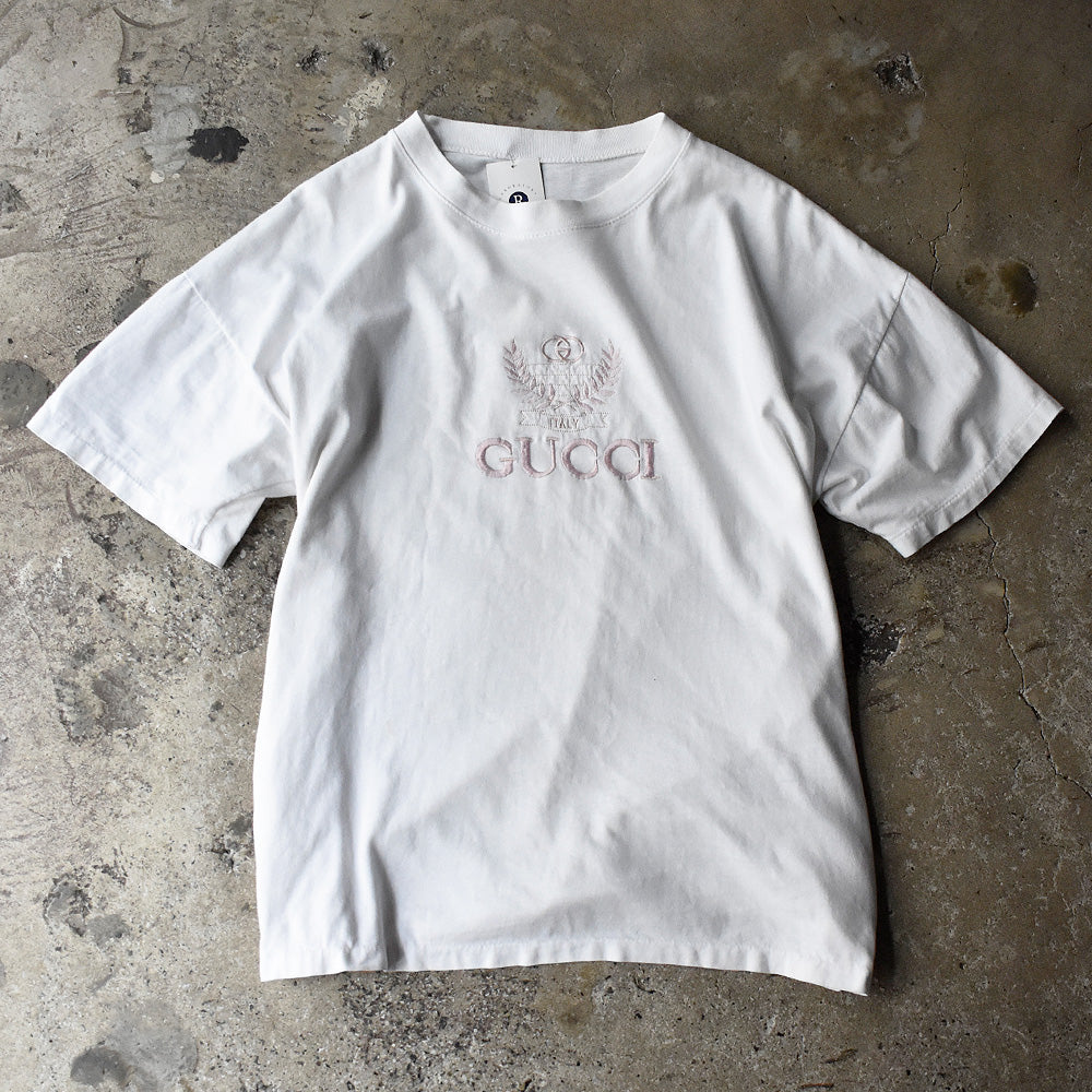 90's ブートレグ “GUCCI” ピンク刺繍Tシャツ 250603H