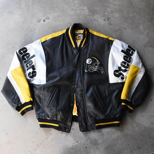 90's NFL “Pittsburgh Steelers” レザー アワードジャケット 250104
