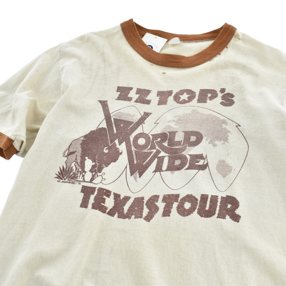 70's ZZ TOP "WORLDWIDE TEXAS TOUR" 1976 リンガー ロックTシャツ 260908H