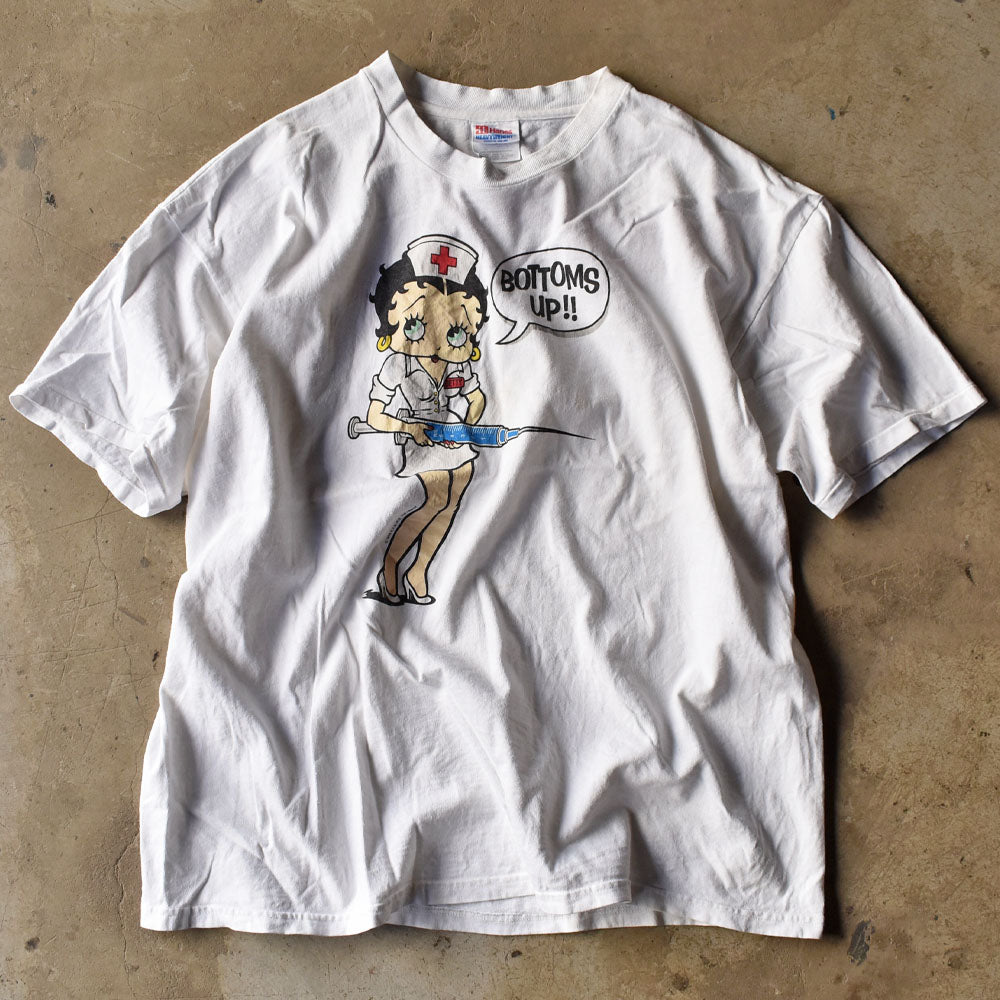90’s Betty Boop “BOTTOMS UP !!” キャラ Tシャツ 240510