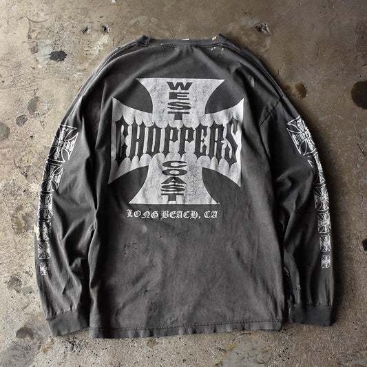 Y2K ボロ！ “WEST COAST CHOPPERS” iron cross ロングスリーブTシャツ 250504H