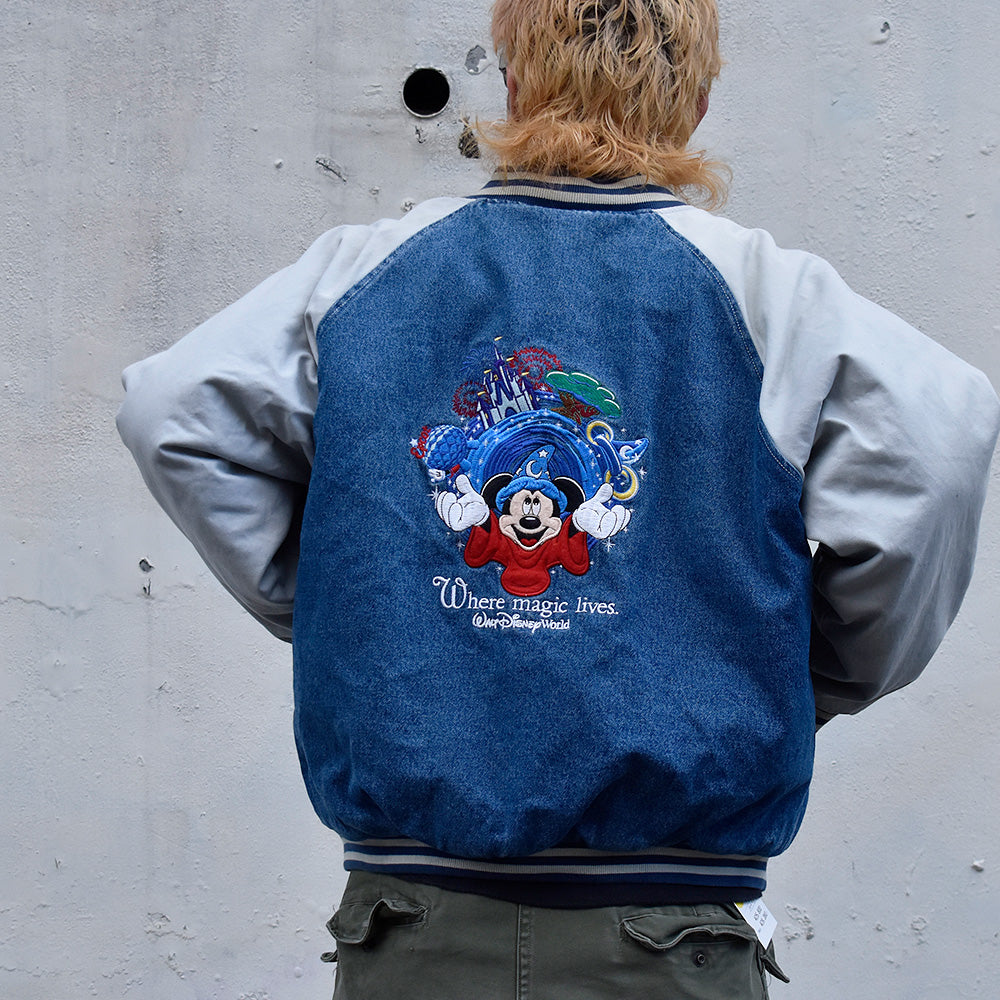 90's Disney Mickey “Fantasia” デニム切り替えジャケット 240117H