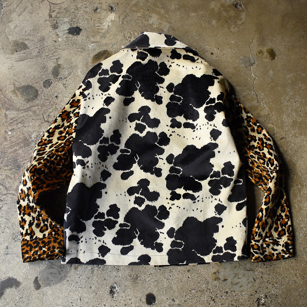 90's BUTTSTAIN！ANTI FASHION！ カスタム 牛柄×ヒョウ柄ジャケット USA製 250124HSGI