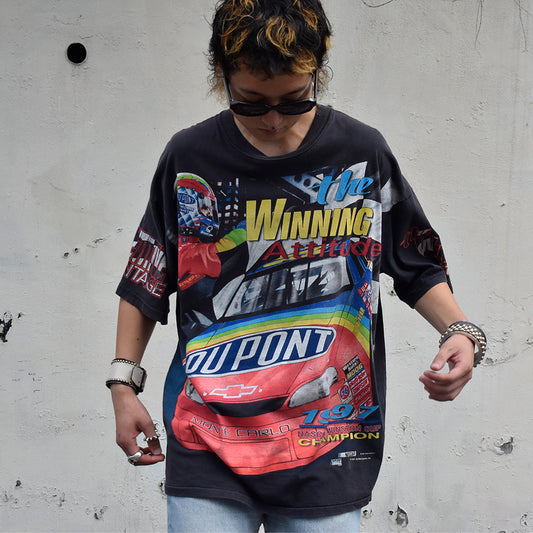 90's　AOP！　CHASE authentics　Racing Tee　USA製　230903H