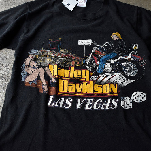 80's “Harley-Davidson“ LAS VEGAS バイク Tシャツ USA製 250731H