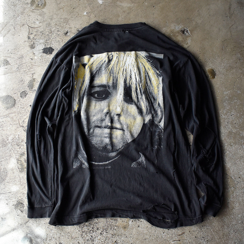90's NIRVANA 両面プリント！ “ラリったスマイリーフェイス＆カート” ロングスリーブTシャツ 240826H