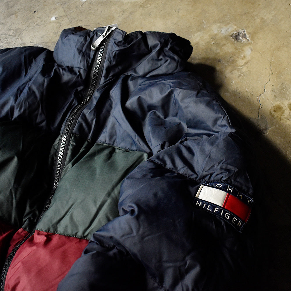 90's TOMMY HILFIGER ボーダーマルチカラー ダウンジャケット 231223H