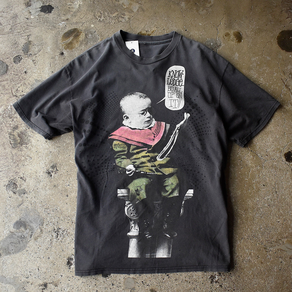 ステューシー KNOWLEDGE BE ALL UP ON IT メッセージTシャツ 2000年代 古着