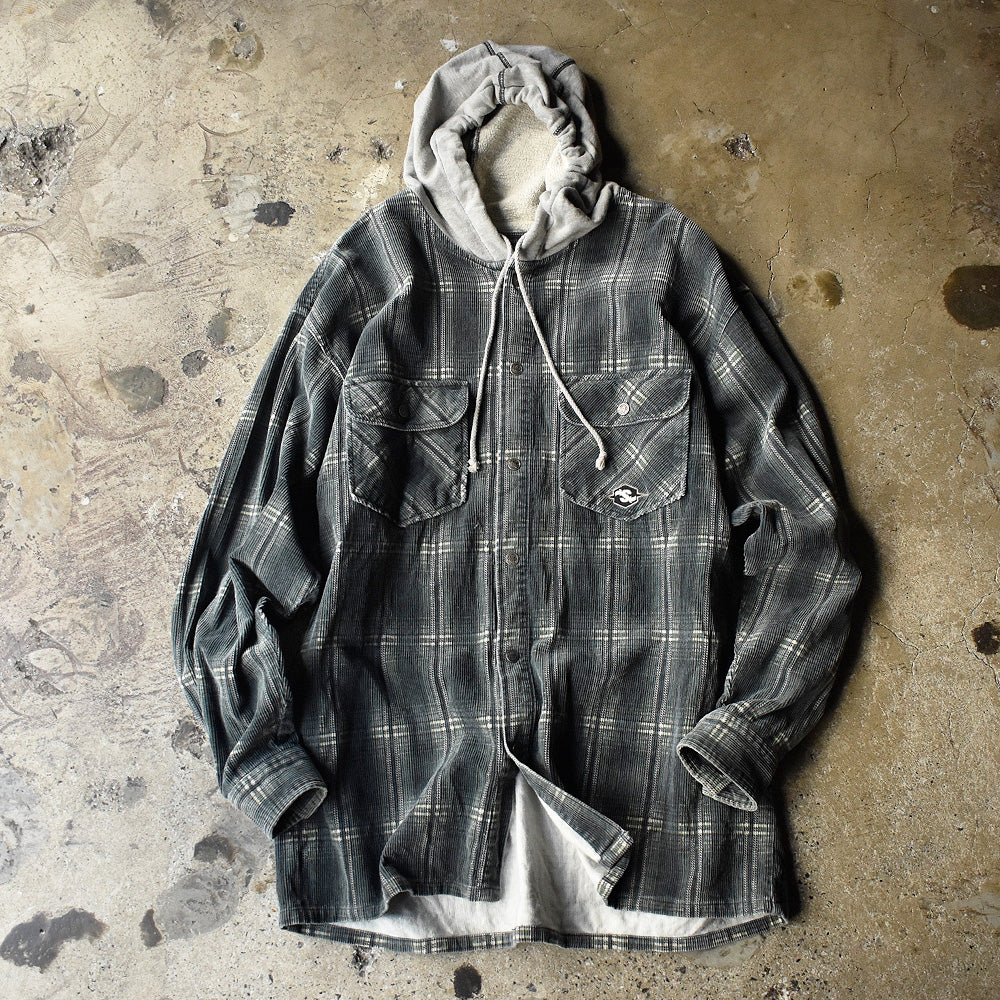 SCOTCH & SODA コーデュロイ チェック柄 フード付きシャツ 2000年代初頭 古着