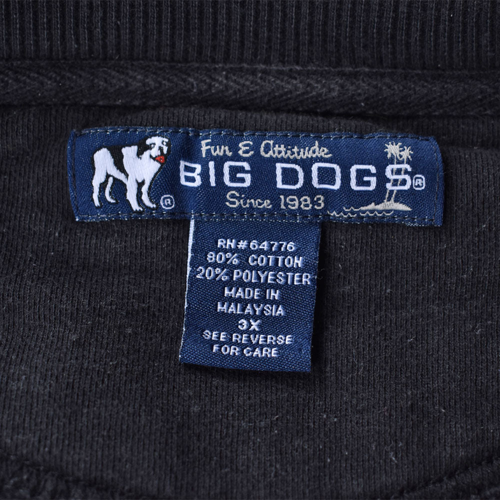 BIG DOGS 刺繍スウェット イヌ ハート ブルー ビッグサイズ