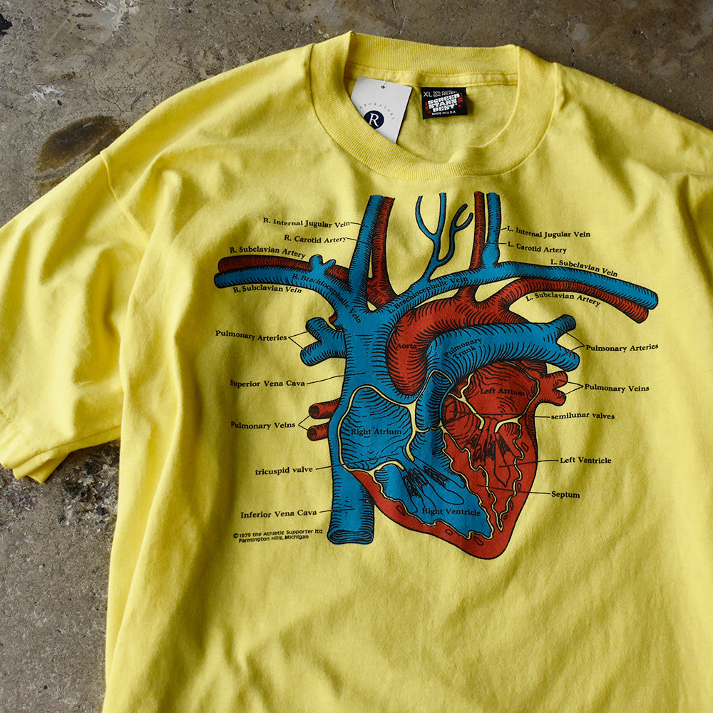 解剖学的心臓 グラフィックTシャツ 1990年 イエロー USA製 ヴィンテージ