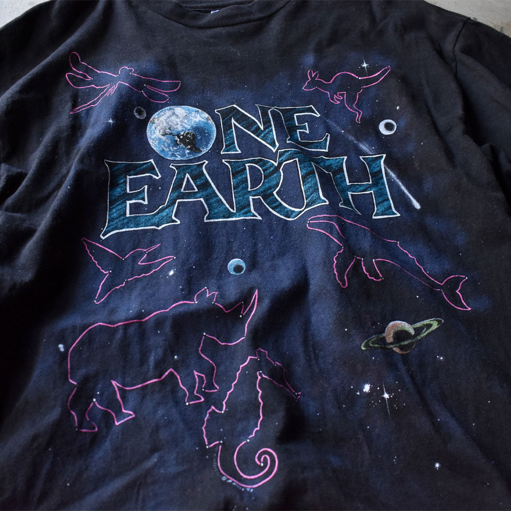 ONE EARTH 両面プリント アニマルTシャツ 1992年 ブラック USA製 ヴィンテージ