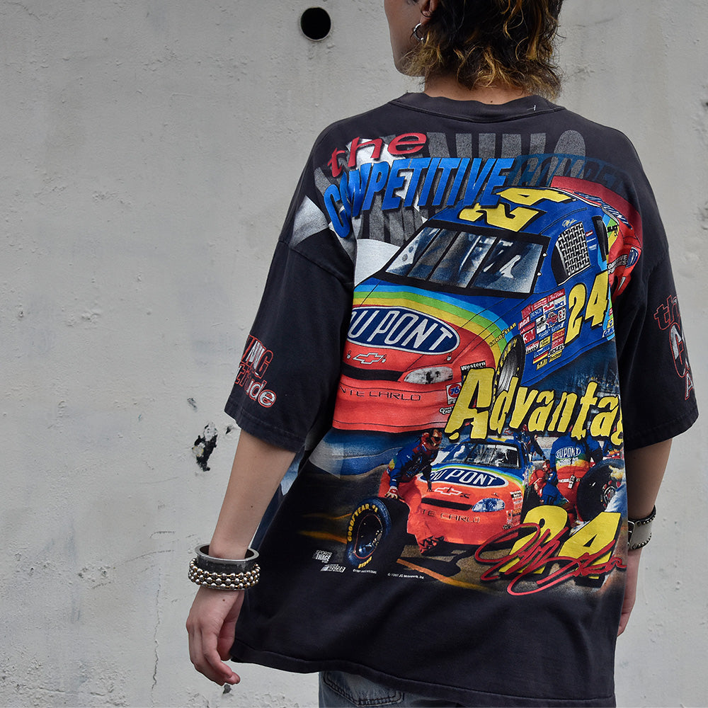 90's　AOP！　CHASE authentics　Racing Tee　USA製　230903H