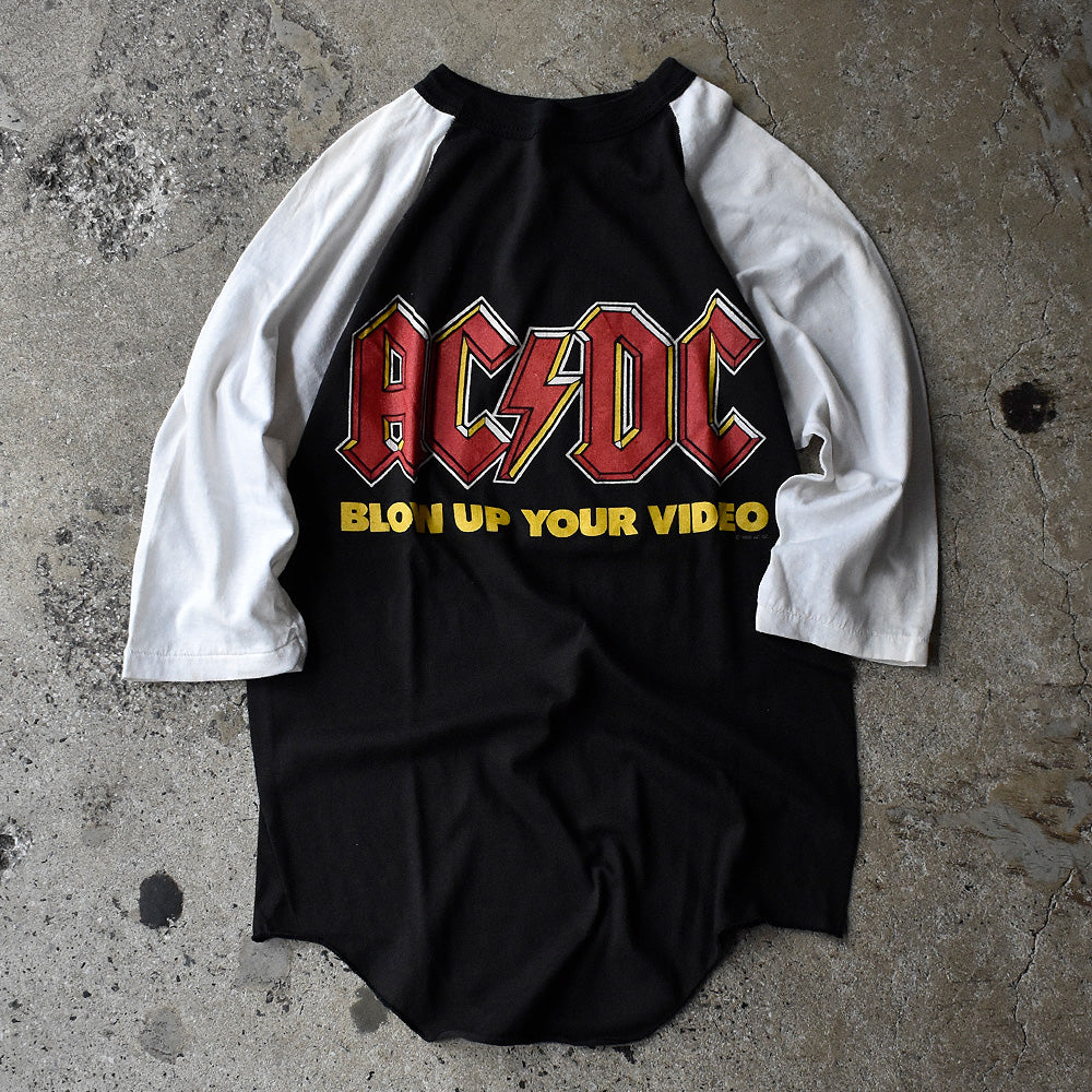 80's　AC/DC　"Blow Up Your Video"　World Tour Raglan sleeve Tee　230821H