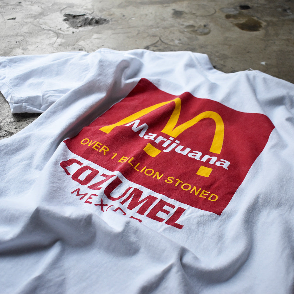 Marijuana マクドナルド パロディTシャツ 2000年代初頭 ホワイト 古着