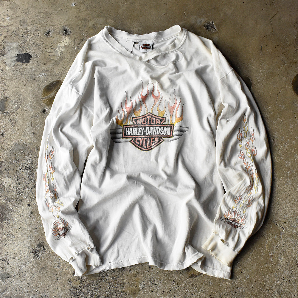 90's～ ダメージ！ Harley Davidson ロングスリーブTシャツ 241010H