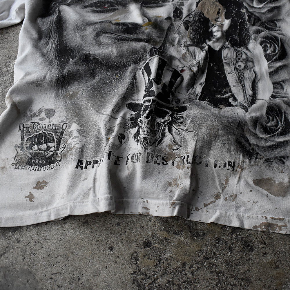Y2K ペンキ！ GUNS N' ROSES オーバープリントTシャツ 230924H