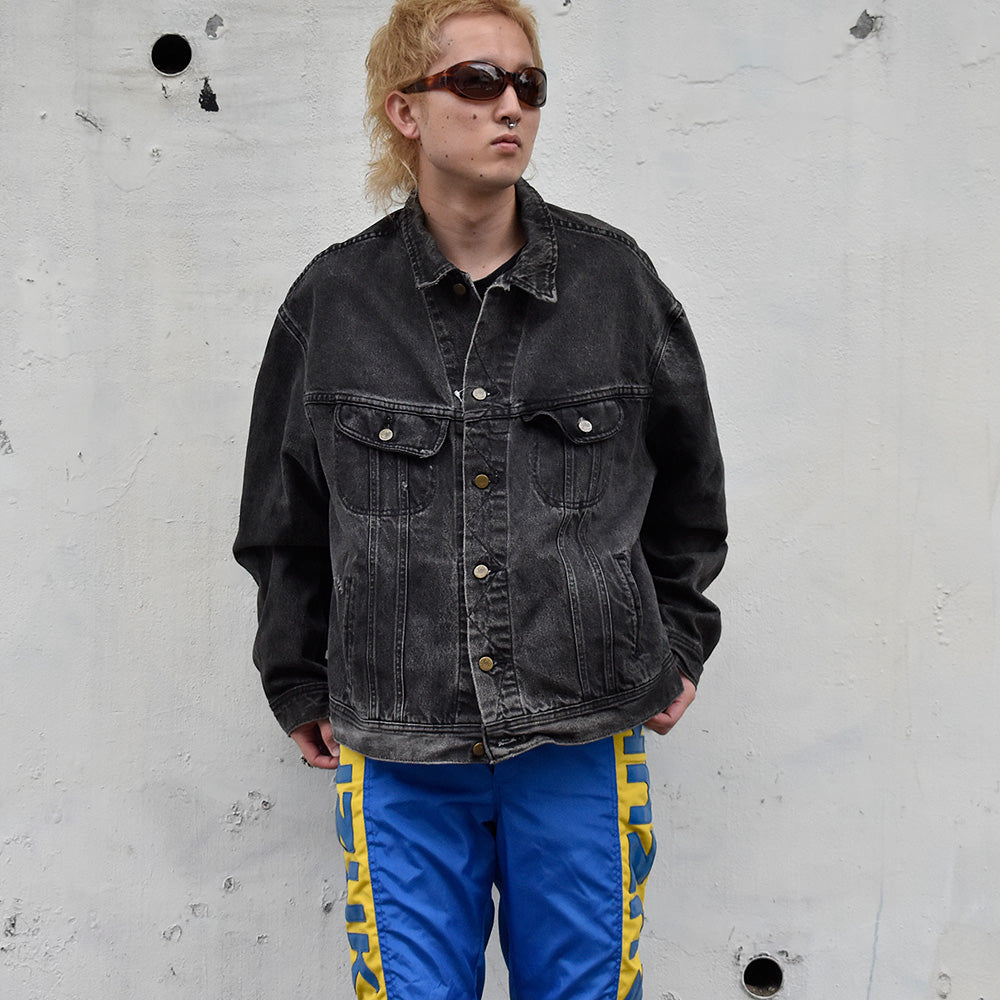 90's Lee 220-5019 PATD-153438 ブラックデニムジャケット USA製 XXL size！ 240603H
