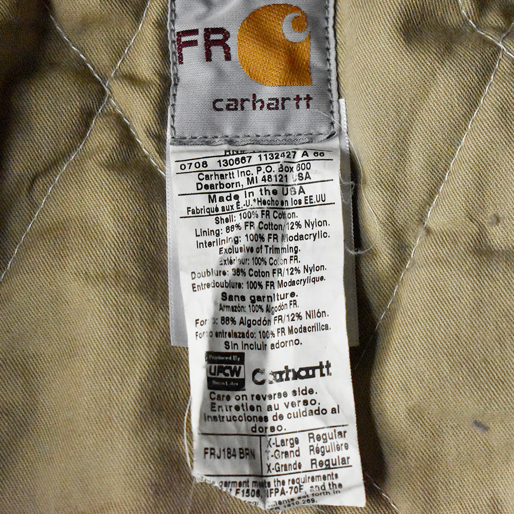 Y2K Carhartt FR 刺繍！フード付き ダックジャケット キルティングライナー USA製 240222H