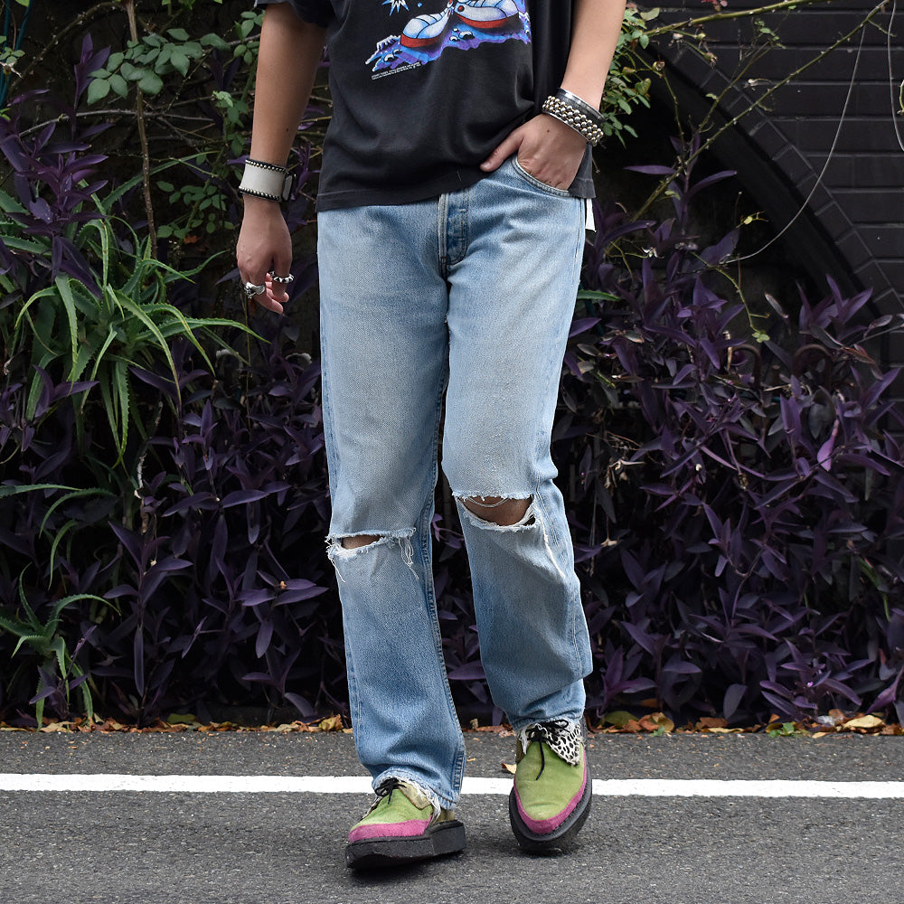 リーバイス 501 ダメージ デニムパンツ 2000年代 アイスブルー ユーロ製 古着