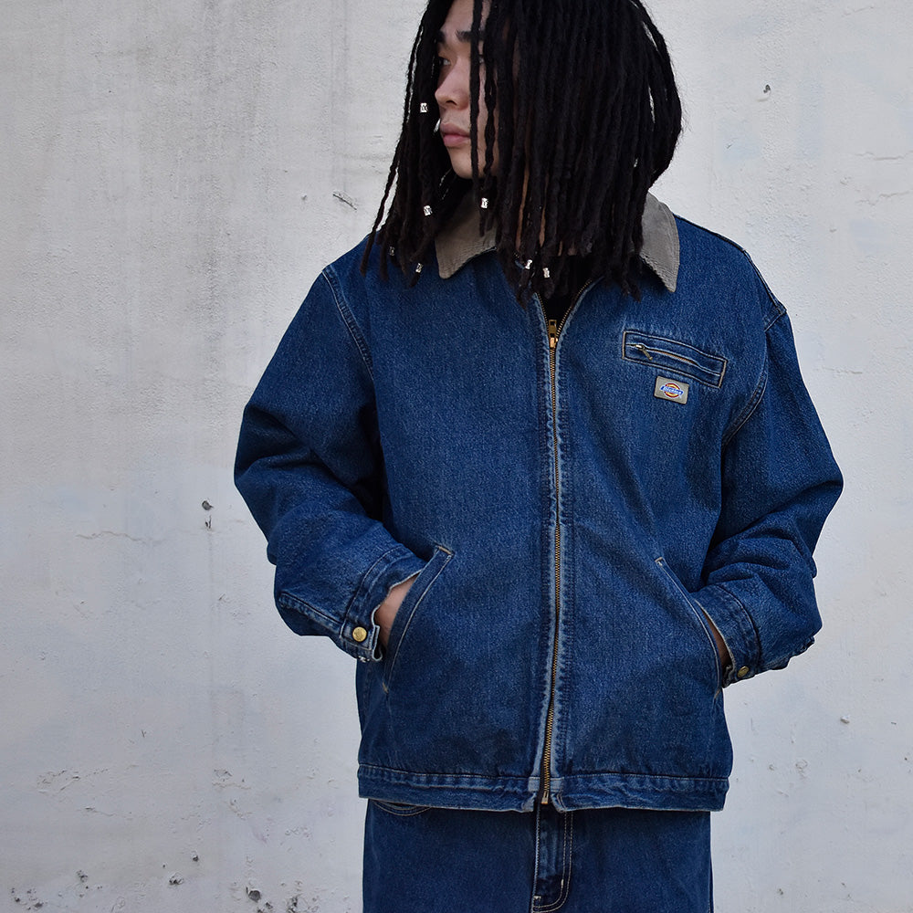 90's Dickies “Gadsden flag”プリント デニムジャケット ブランケットライナー 231210H