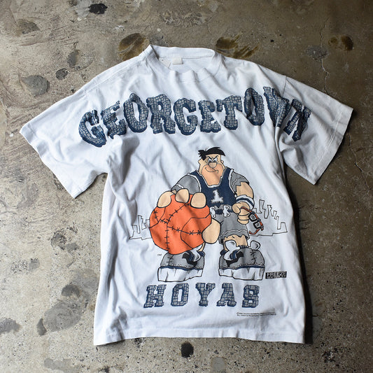 90's The Flintstones FRED “Georgetown Hoyas” ビッグプリント！ 海外アニメ キャラ Tシャツ 250825H