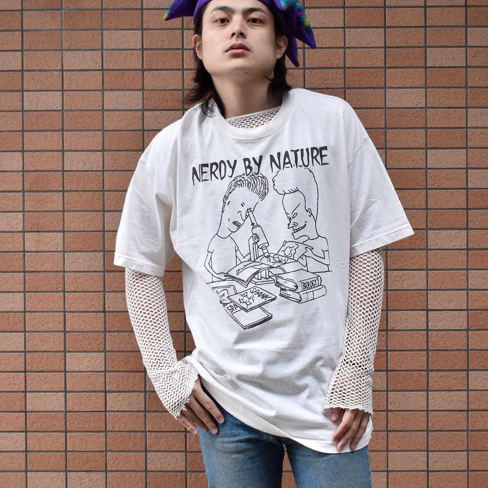 90's～ Beavis and Butt-Head “NERDY BY NATURE” Tシャツ 240307H