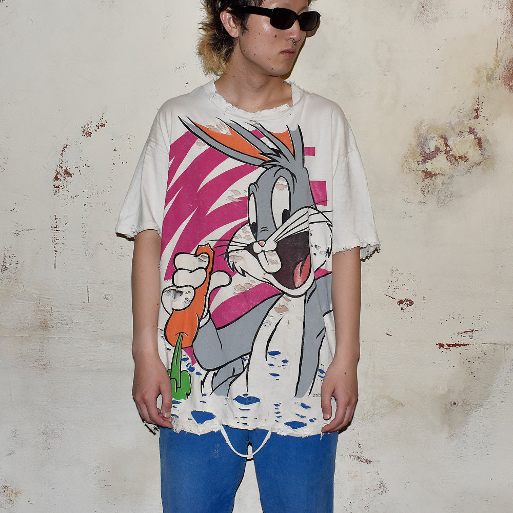 90's ボロ！ Looney Tunes “バッグス・バニー“ オーバープリントTシャツ USA製 240515H