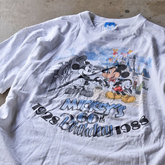 80’s Disney ”Mickey 60th birthday” キャラ Tシャツ USA製 240430