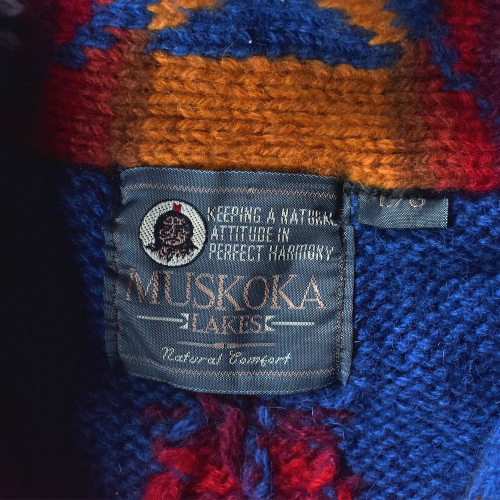 80’s MUSKOKA ネイティブ柄 ショールカラー ニットセーター 231216