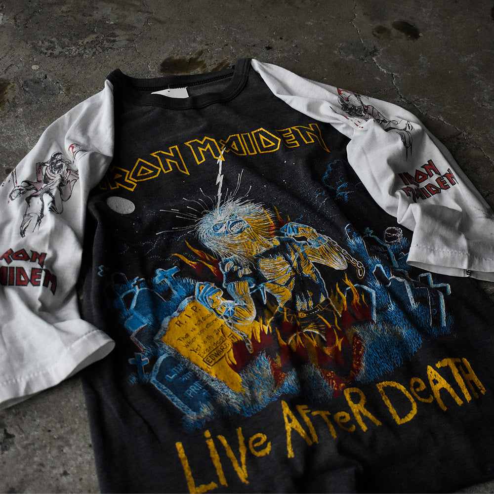 アイアン・メイデン Live After Death ラグランTシャツ 1985年 両袖プリント ヴィンテージ