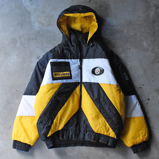 90’s PRO PLAYER “NFL Pittsburgh Steelers” 中綿入り フード ナイロンジャケット 241221