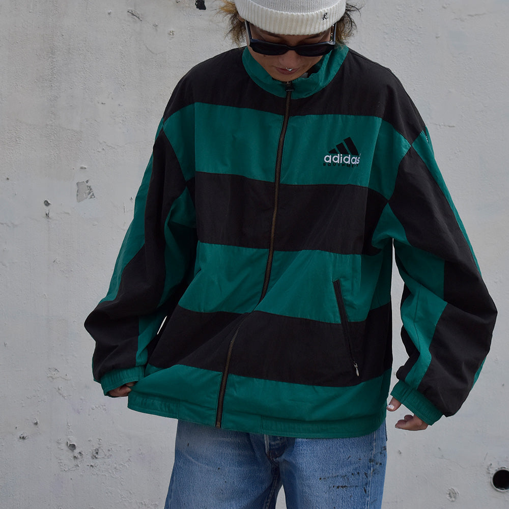 90's adidas EQUIPMENT ボーダー柄 フルジップジャケット 231012H